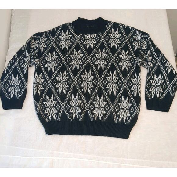 Asos Design Cozy Women's 4 Small Black White Oversized Chunky Crewneck Sweater - Picture 2 of 9